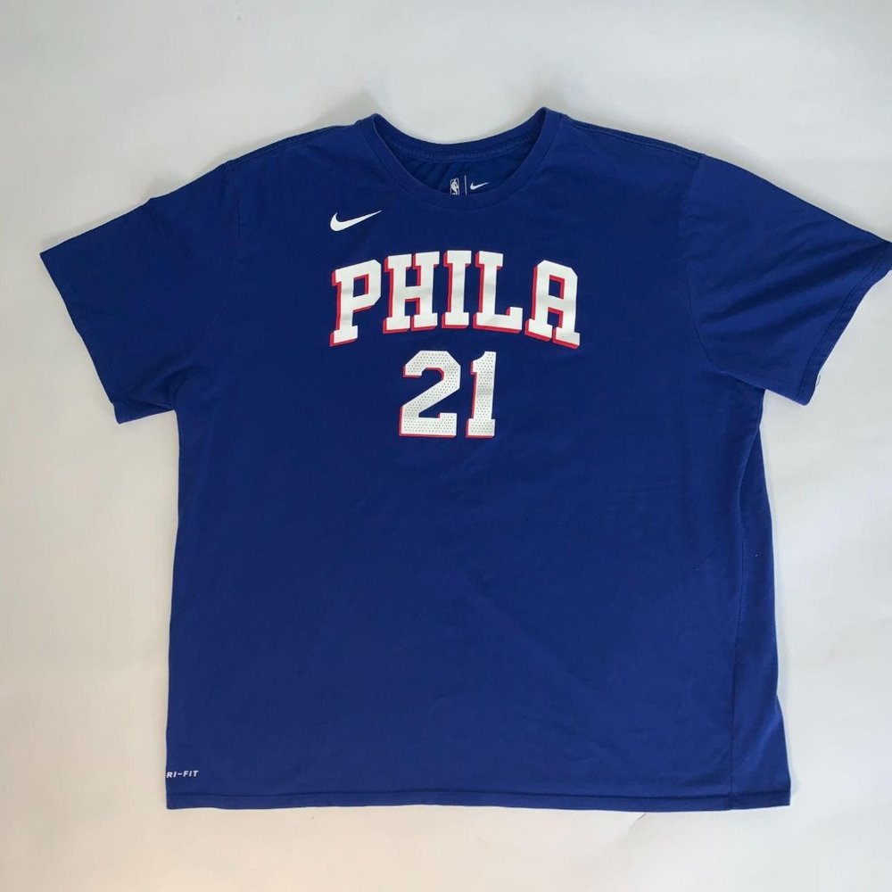 Nike Blue 76ers Embiid Dri-Fit Shirt Jersey #21